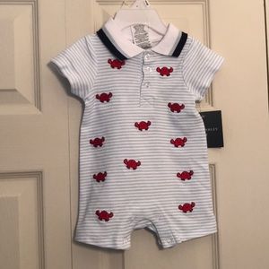 New LAURA ASHLEY BABY BOY ROMPER 0-3 MONTHS